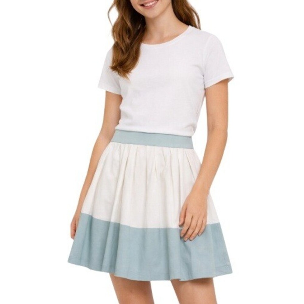 Athleta Girls White Green Seafoam Pleated Colorblock Skort Size XL/14